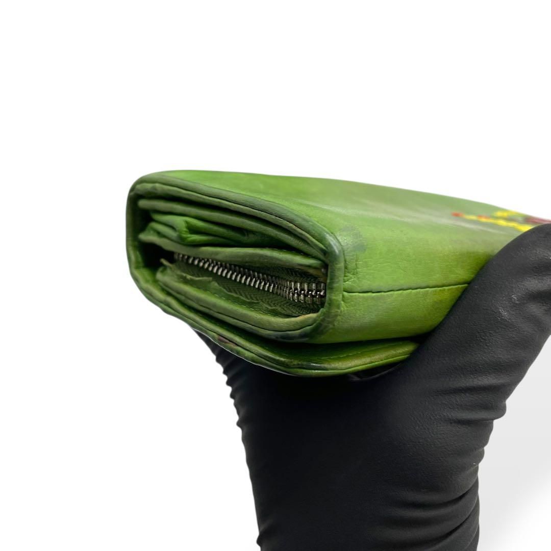 新品 ホコモモラの本革財布 長財布グリーン 美品 JOCOMOMOLA ホコモモラ 長財布 二つ折り財布 グリーン