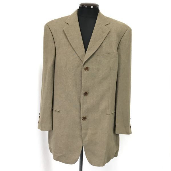 ドイツ製★ヒューゴボス/HUGO BOSS★麻65％混/テーラードジャケット/ブレザー【50/メンズL/ベージュ系】総裏地/日本正規代理店タグ◆cBH428 ドイツ製☆ヒューゴボス/HUGO BOSS☆麻65％混/テーラードジャケット