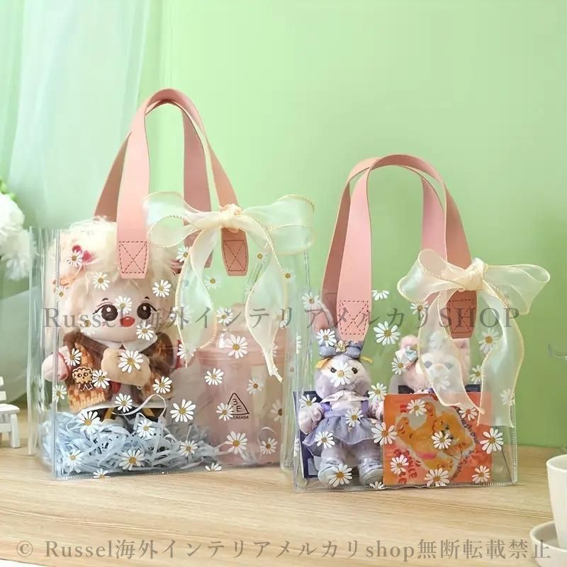 クリアミニバッグ デイジー 花柄 ビニールバッグ 透明 サマーバッグ 夏