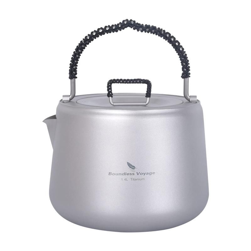 iBasingo 1.4L 超軽量 チタンやかん ティーポット 直火可 アウトドアケトル キャンプ食器 ピクニック ケトルクッカー調理器具 A-Ti3096D