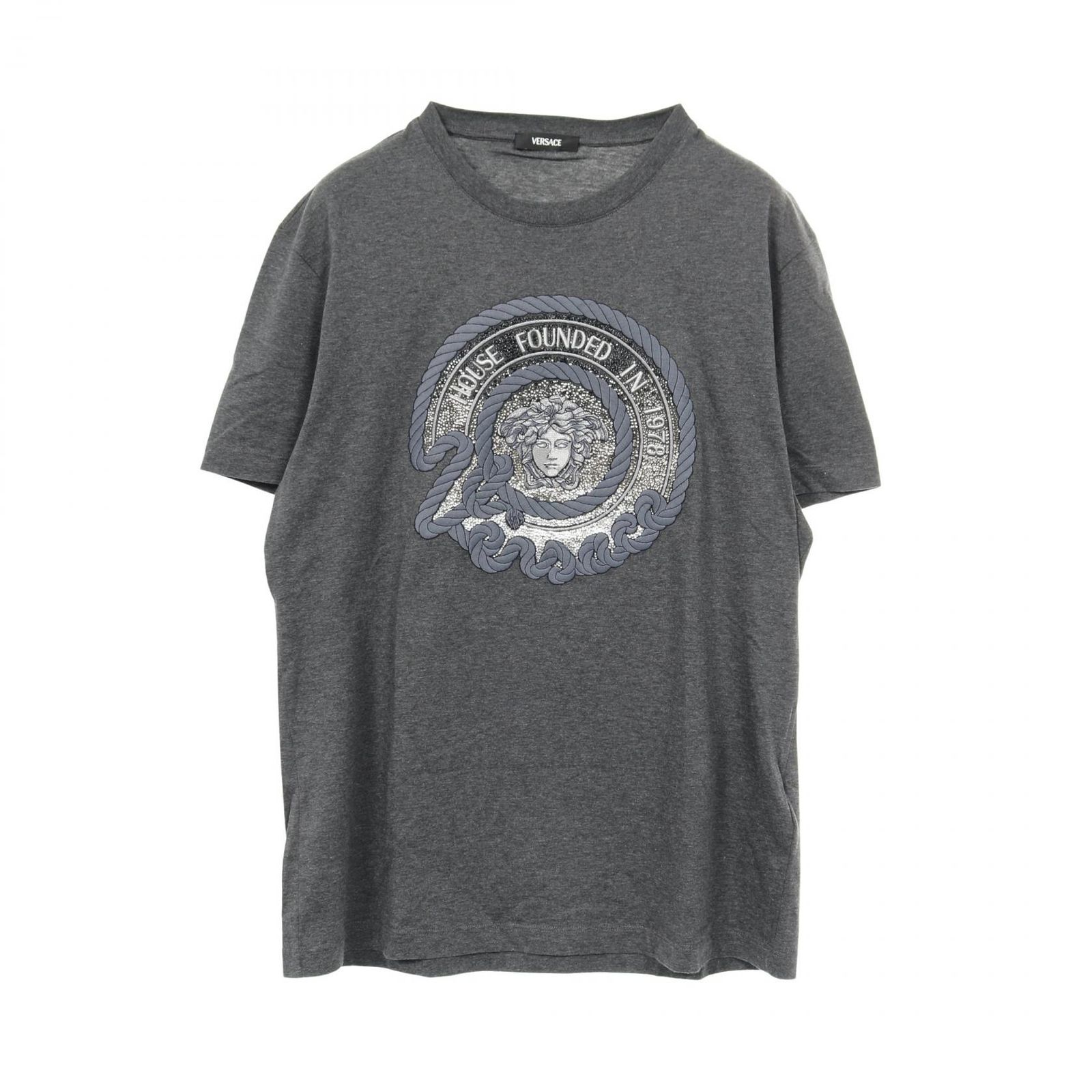 VERSACE 331 メデューサ　Tシャツ カットソー 黒 伸縮性 20%off可】VERSACE ブラック メデューサロゴ Tシャツ 半袖 コ