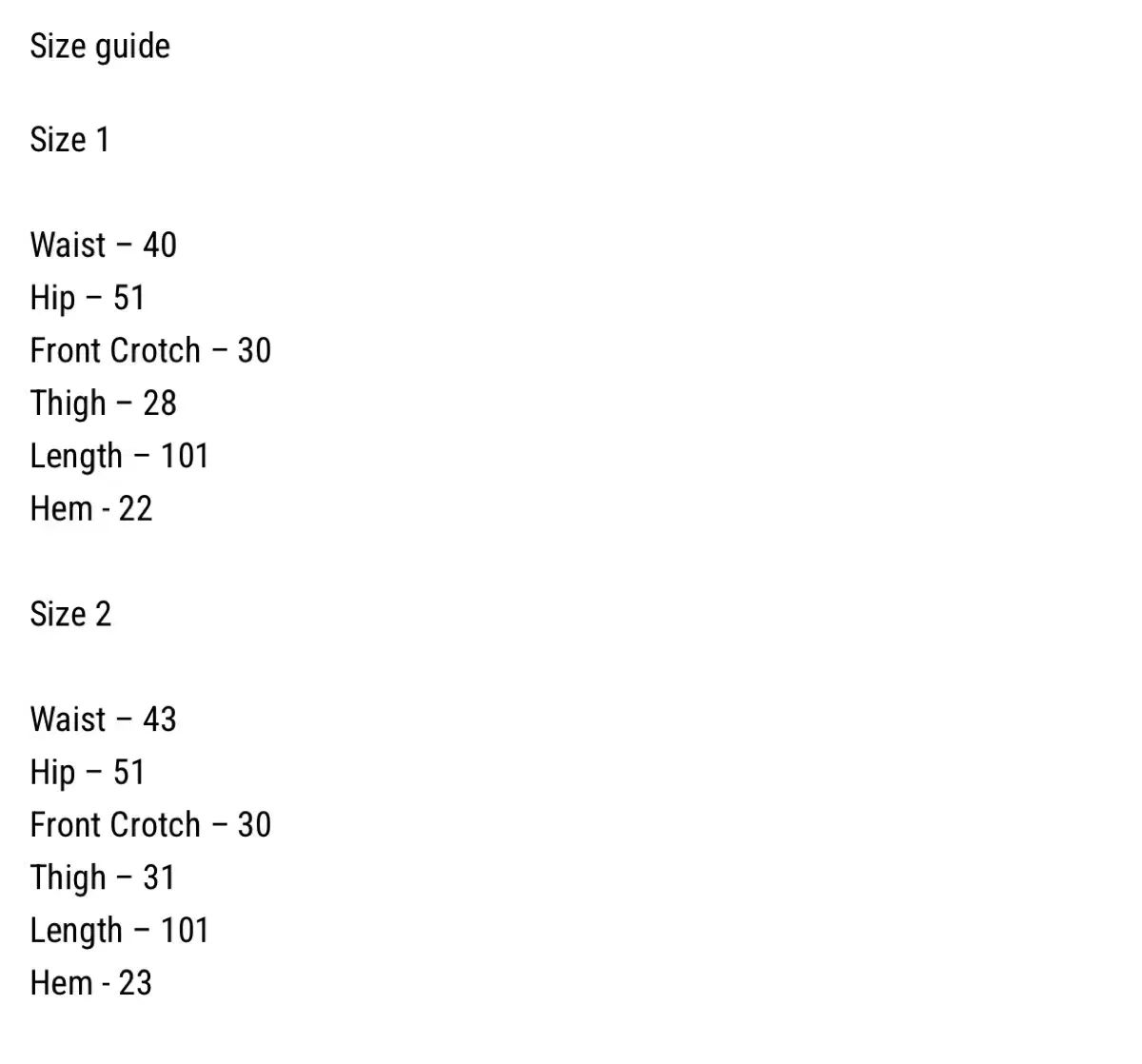 スラックス サイズ1