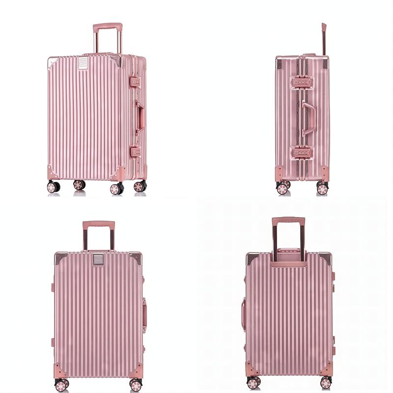 Yuweijie スーツケース アルミフレーム キャリー ケース機内持ち込み 預け入れスーツケース 大型トロリーケース 軽量キャリーバッグ 静音ダブルキャスター 耐衝撃 旅行 ビジネス 出張 tsaロック付 保護カバー付き SSサイズ 1泊2日 ローズ 0
