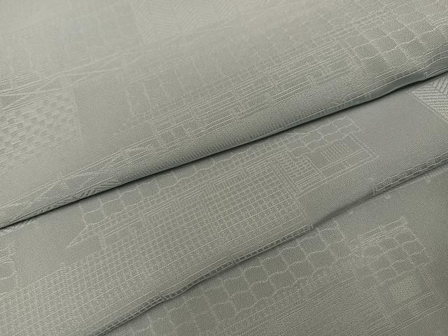 平和屋着物●上質な色無地 風景地紋 蕎麦切色 正絹 ♥ AABC3658ph
