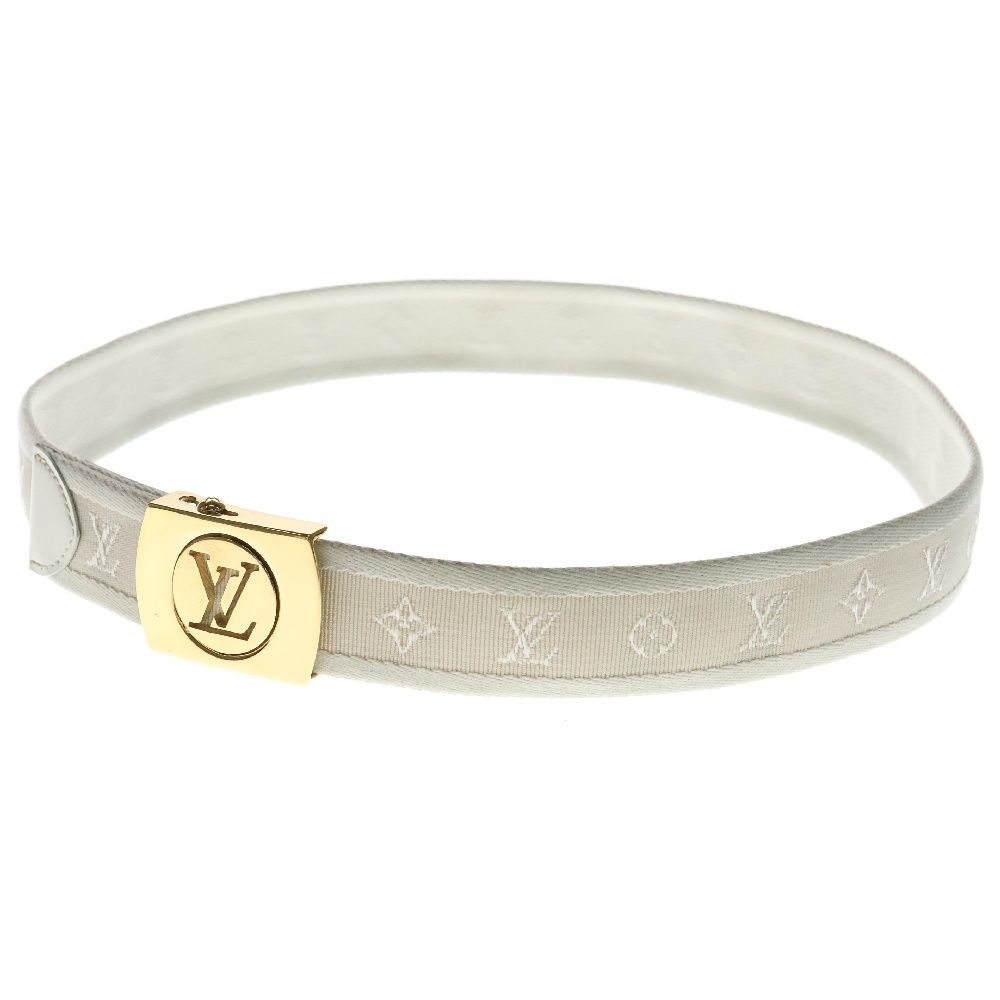 LOUIS VUITTON ルイヴィトン モノグラム サンチュール ベルト キャンバス ホワイト ゴールド金具 80|32 M6973