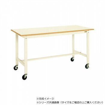 サカエ 軽量作業台 抗菌加工 キャスター付 ポリエステル天板 アイボリー 1800×600×900mm KH-68BI