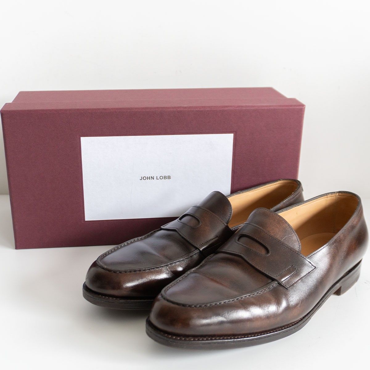 |最 JOHN LOBB 4395|LOPEZ コインローファー 9E カーフ レザー ブラウン ジョンロブ ロペス 25100671