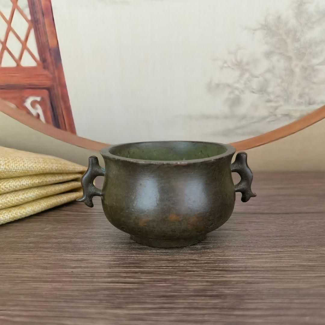 銅細工 両耳小香炉 茶道具 香道具 装飾品 工芸品 美術品 置物