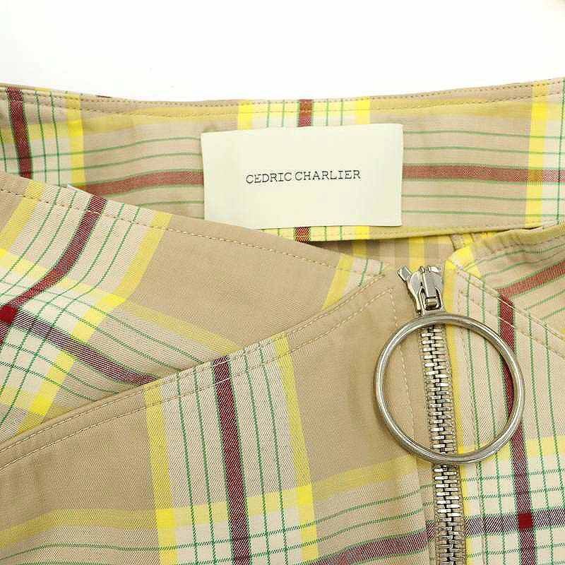 セドリック シャルリエ CEDRIC CHARLIER リングジップチェックスカート 