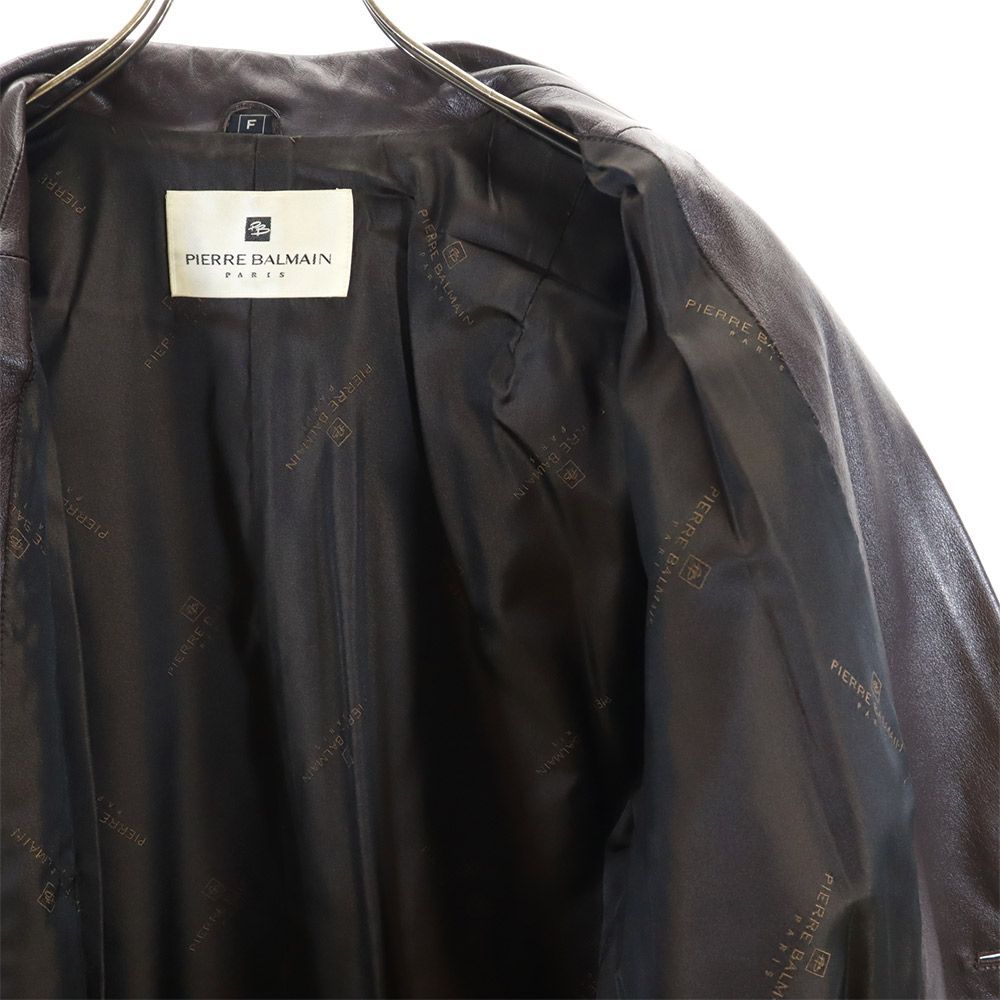 ピエールバルマン 日本製 ラム レザーコート F ブラウン PIERRE