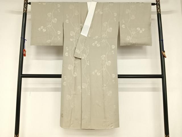 平和屋着物●京都の名門ブランド 銀花仙 長襦袢 袷 蔦の葉地紋 生壁色 正絹 ♥ AABA0342zg