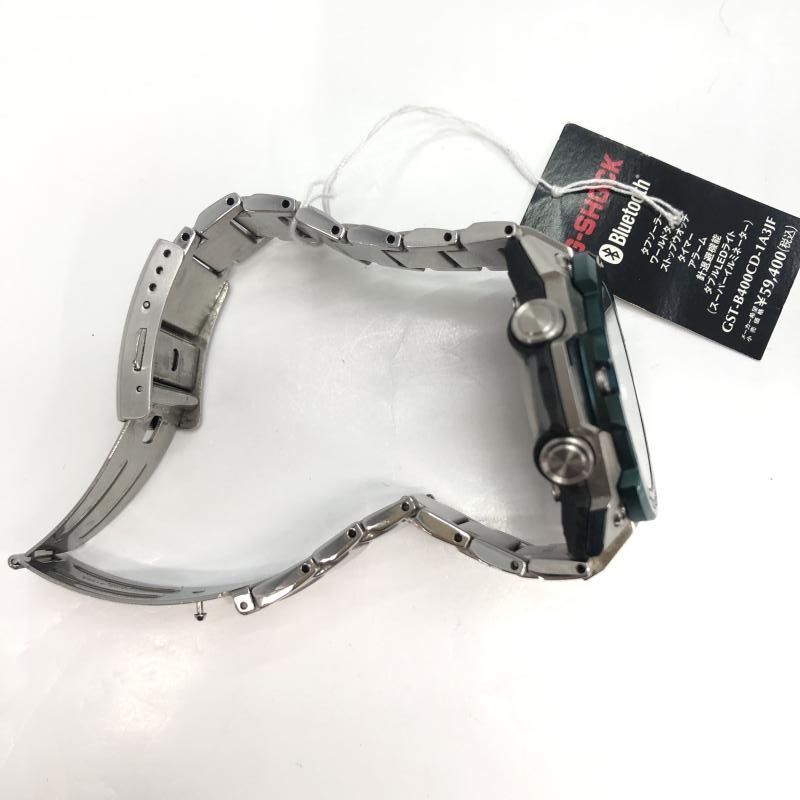 【中古】G-SHOCK 腕時計 ソーラー GST-B400CD-1A3JF シルバー グリーン 箱あり ジーショック[91][240091391365]