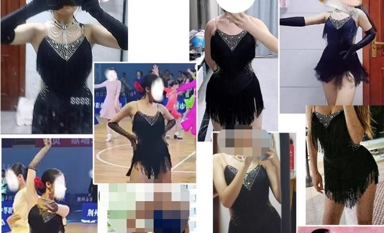 社交ダンス衣装 ラテンワンピースドレス 豪華 ブラック オーダー