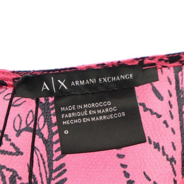 未使用 アルマーニエクスチェンジ 半袖 総柄 ワンピース USA0 ピンク系 ARMANI EXCHANGE バックジップ レディース 【中古】  【230519】