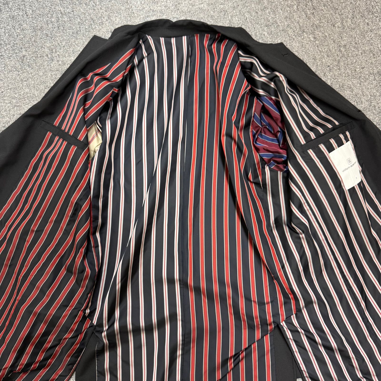 売り切り uniform experiment スーツ L ブラック 美品 uniform experiment 18SS TROPICAL 3 BUTTON JACKET / TROPICAL SLIM