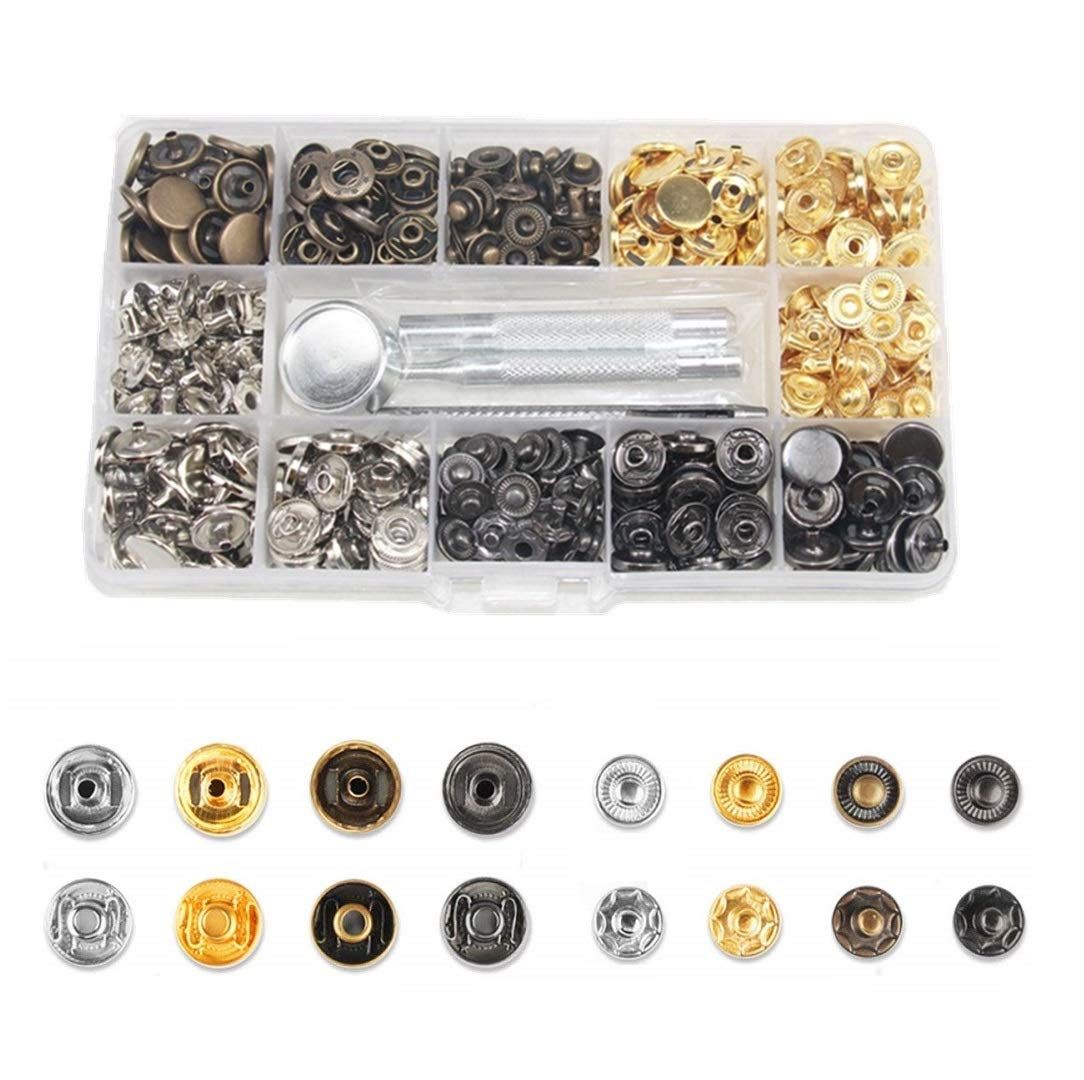 迅速発送】レザークラフト スナップボタン 120組 4色 12.5mm 留め金具