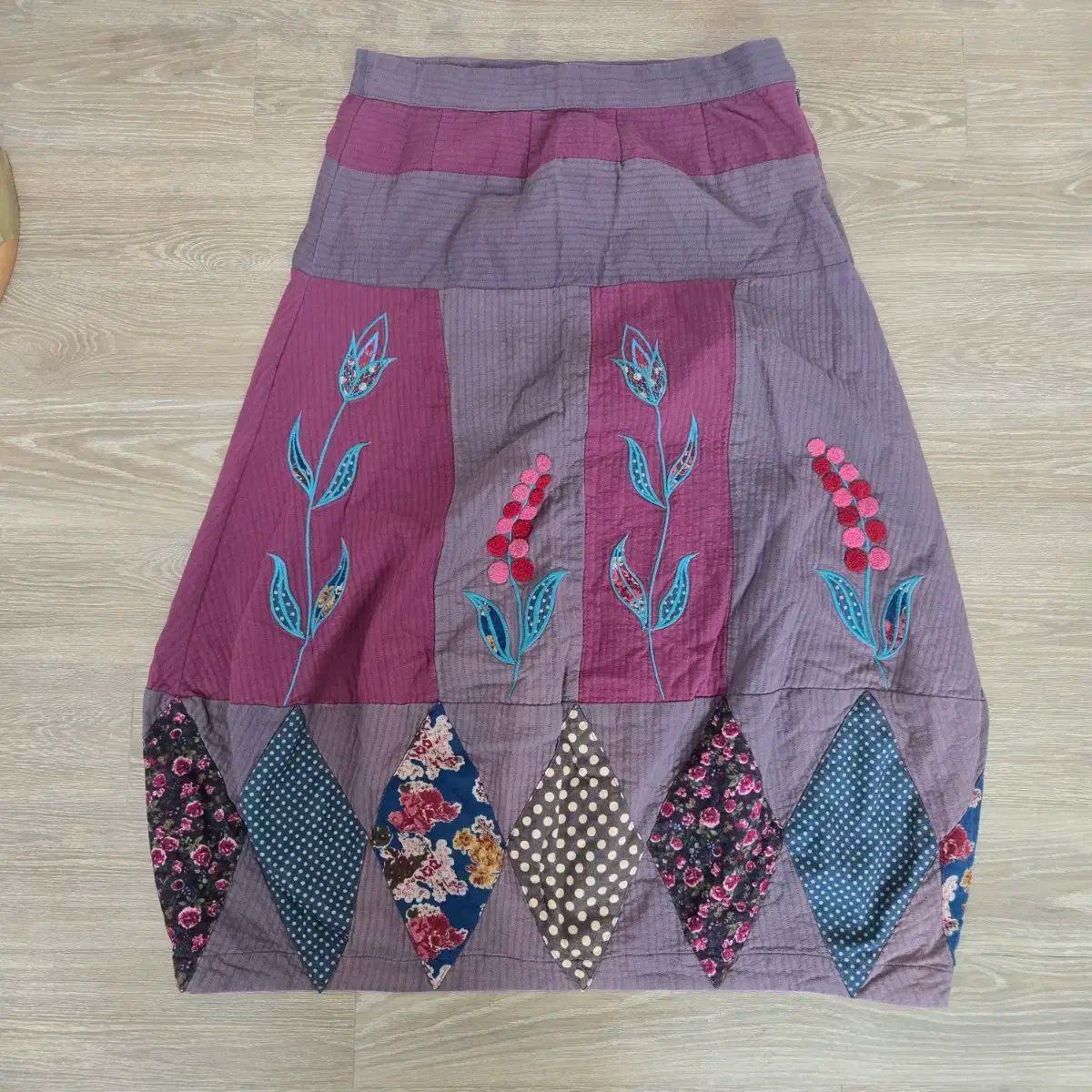 パッチワーク フラワー 刺繡 ロング スカート - メルカリ