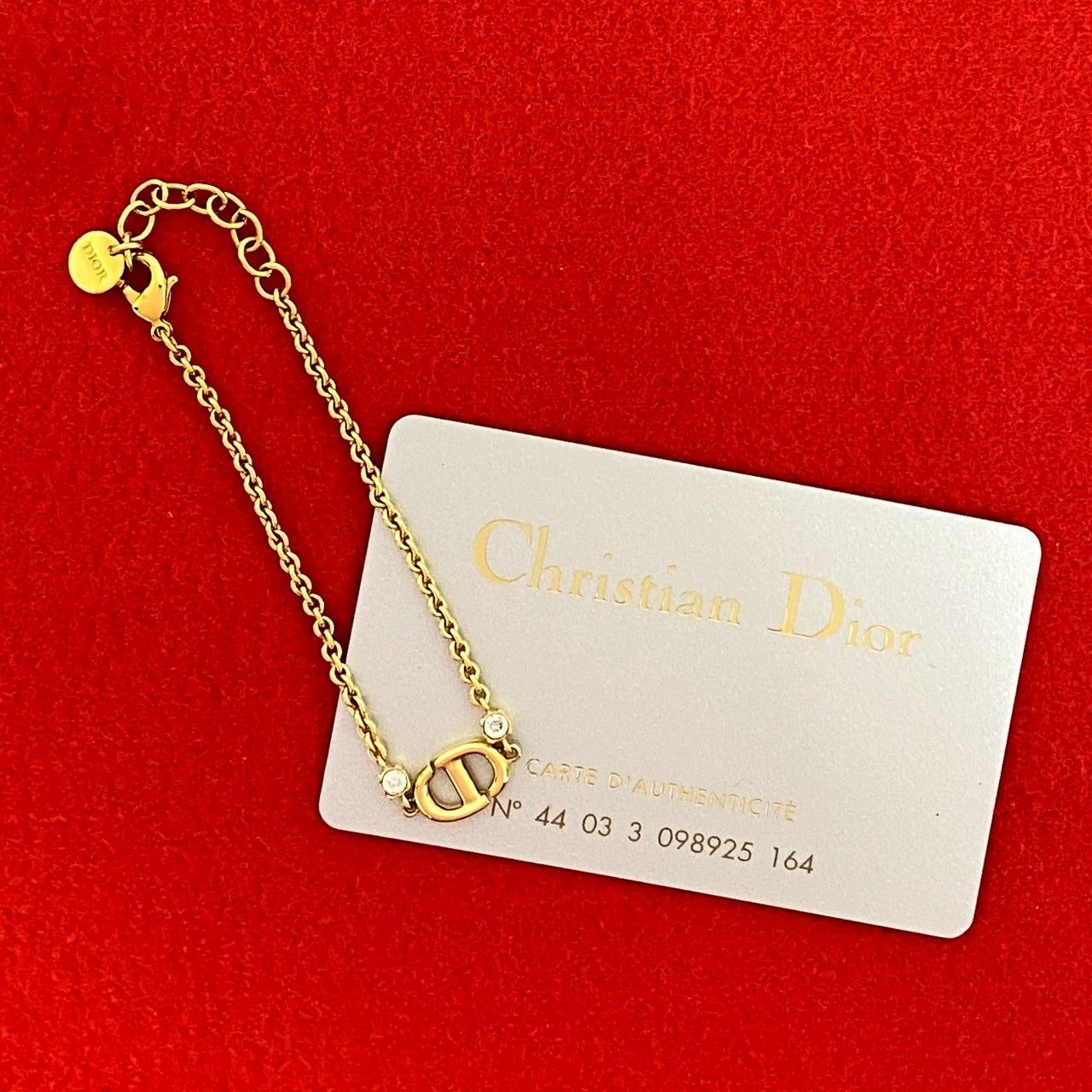 Christian Dior ディオール CD ロゴ ビジュー モチーフ GP チェーン ブレスレット バングル ゴールド アクセサリー 20944