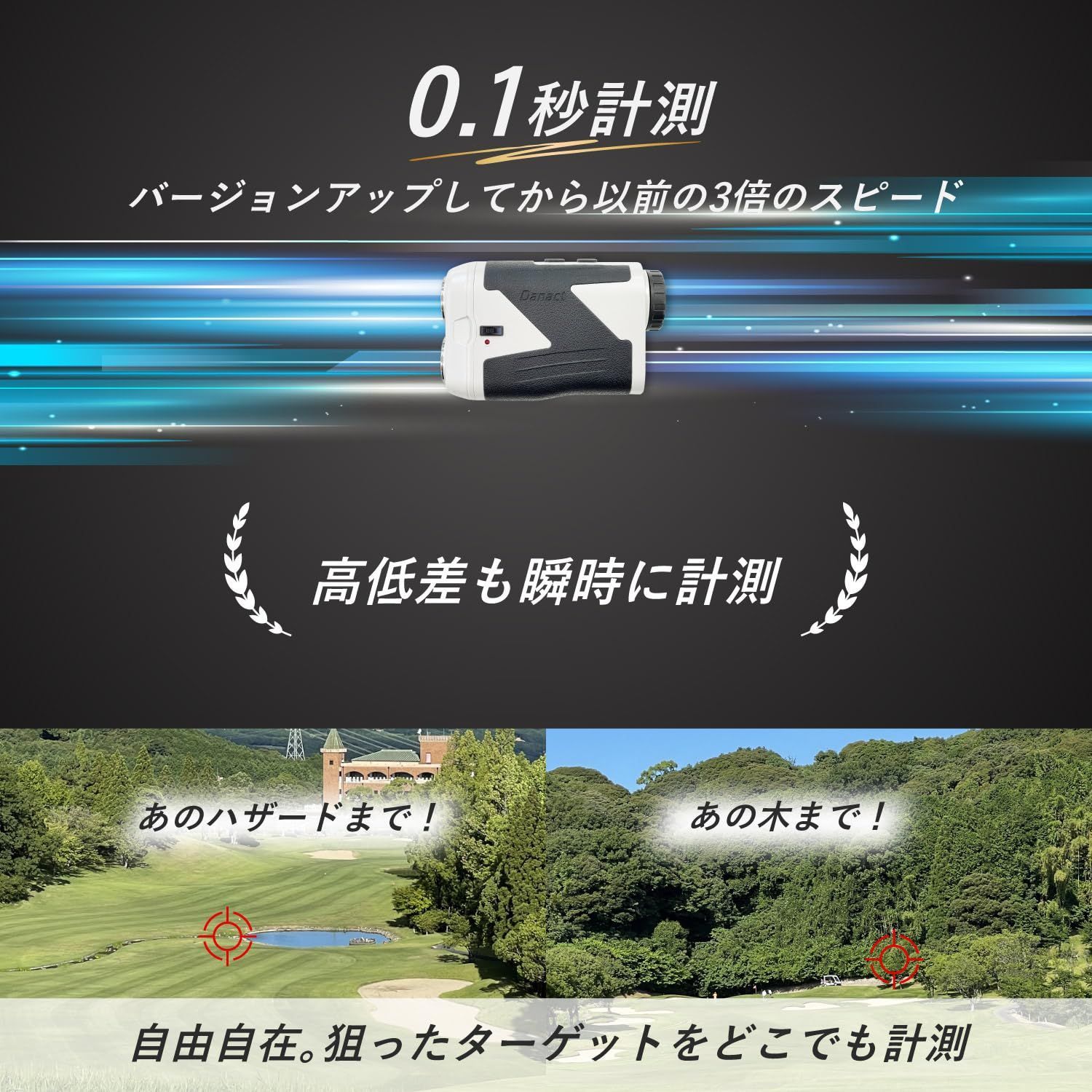 在庫処分】【公式】Danact ゴルフ距離計 赤色/黒色表示切り替え フラグ