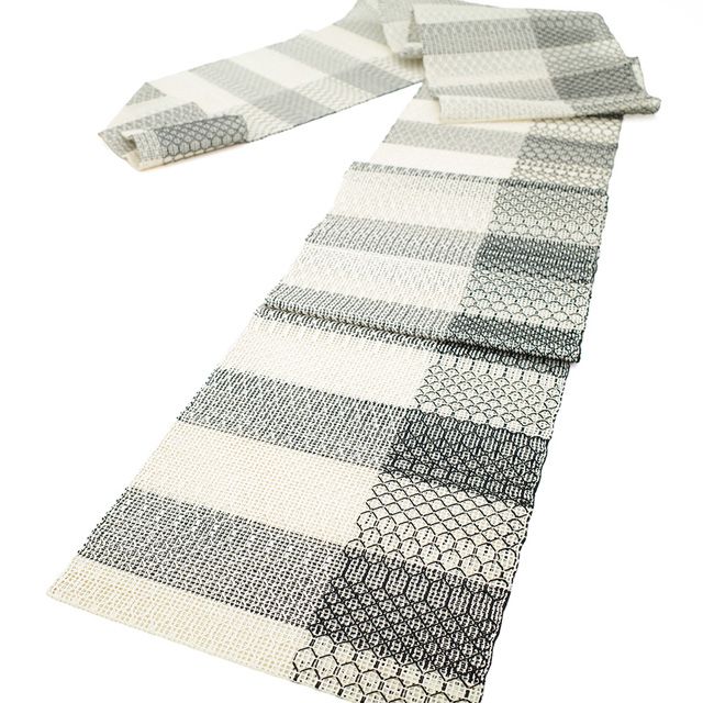 M274 夏帯　羅　流水　ベージュ　正絹　名古屋帯　未使用極美品 M274 夏帯 羅 流水 ベージュ 正絹 名古屋帯 未使用極美品