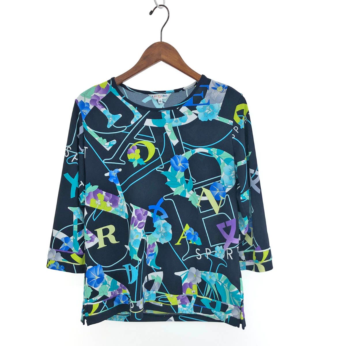 LEONARD SPORT レオナールスポーツ 七分袖カットソー ブラック/ブルー