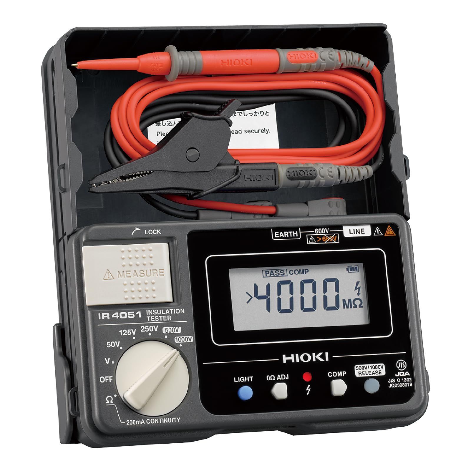 HIOKI 日置電機 絶縁抵抗計 IR4051-10 テストリード L9787 付属品 JIS認証 定格 5レンジ DC 50V 125V 250V 500V 1000V メガー デジタル