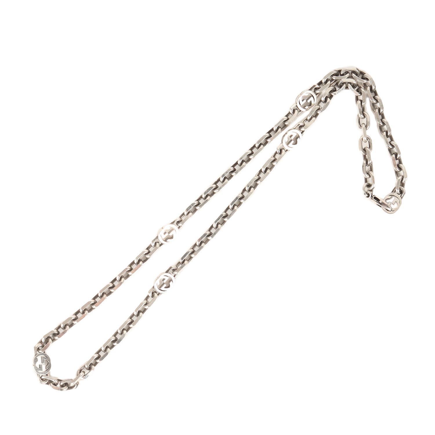 定価94,600円 美品 グッチ 616941 インターロッキングG ネックレス GUCCI グッチ インターロッキング チェーン ネックレス (616941
