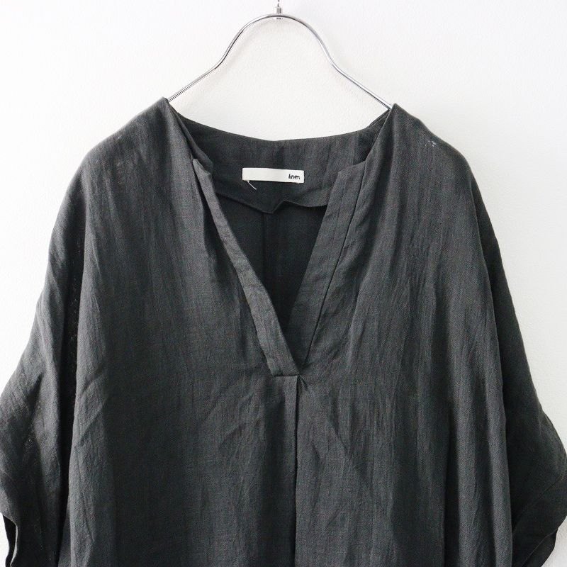  エヴァムエヴァ evam eva linen one-piece リネンワンピース チャコール┃ 麻素材 ドレス チュニック その他 その他