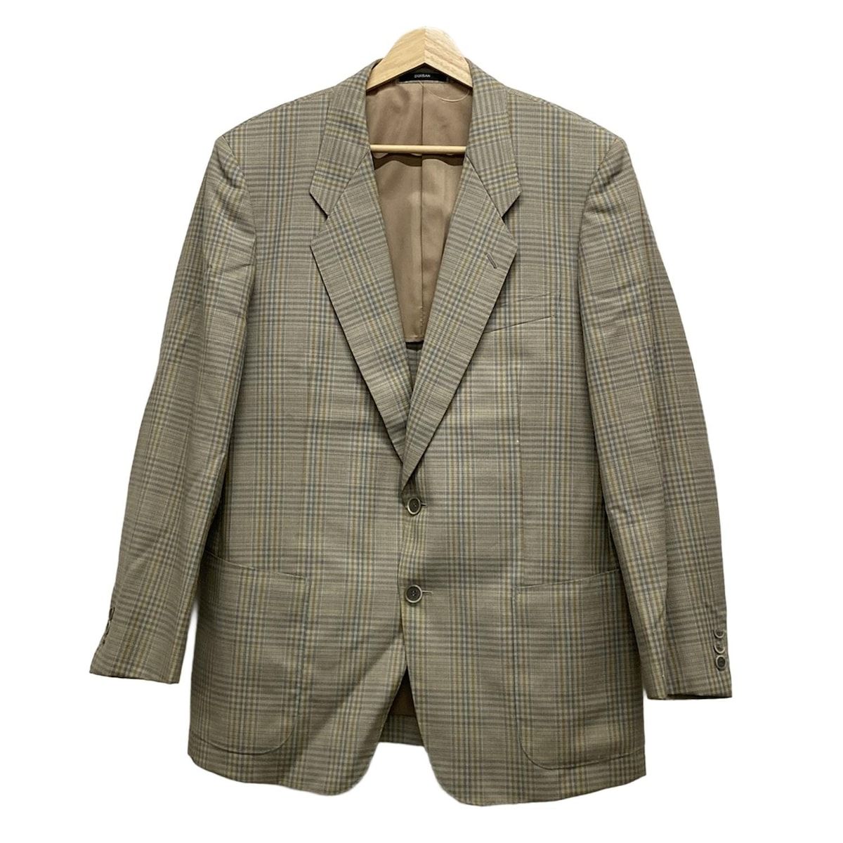 ダーバン DURBAN チェック柄 テーラード ジャケット 3L 灰系 グレー