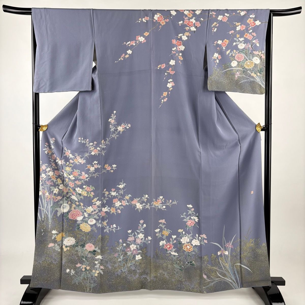 K*U様 【オークション】裄丈70cm 訪問着フルセット くすみ緑風景　正絹 袷 K*U様 【オークション】裄丈70cm 訪問着フルセット くすみ緑風景