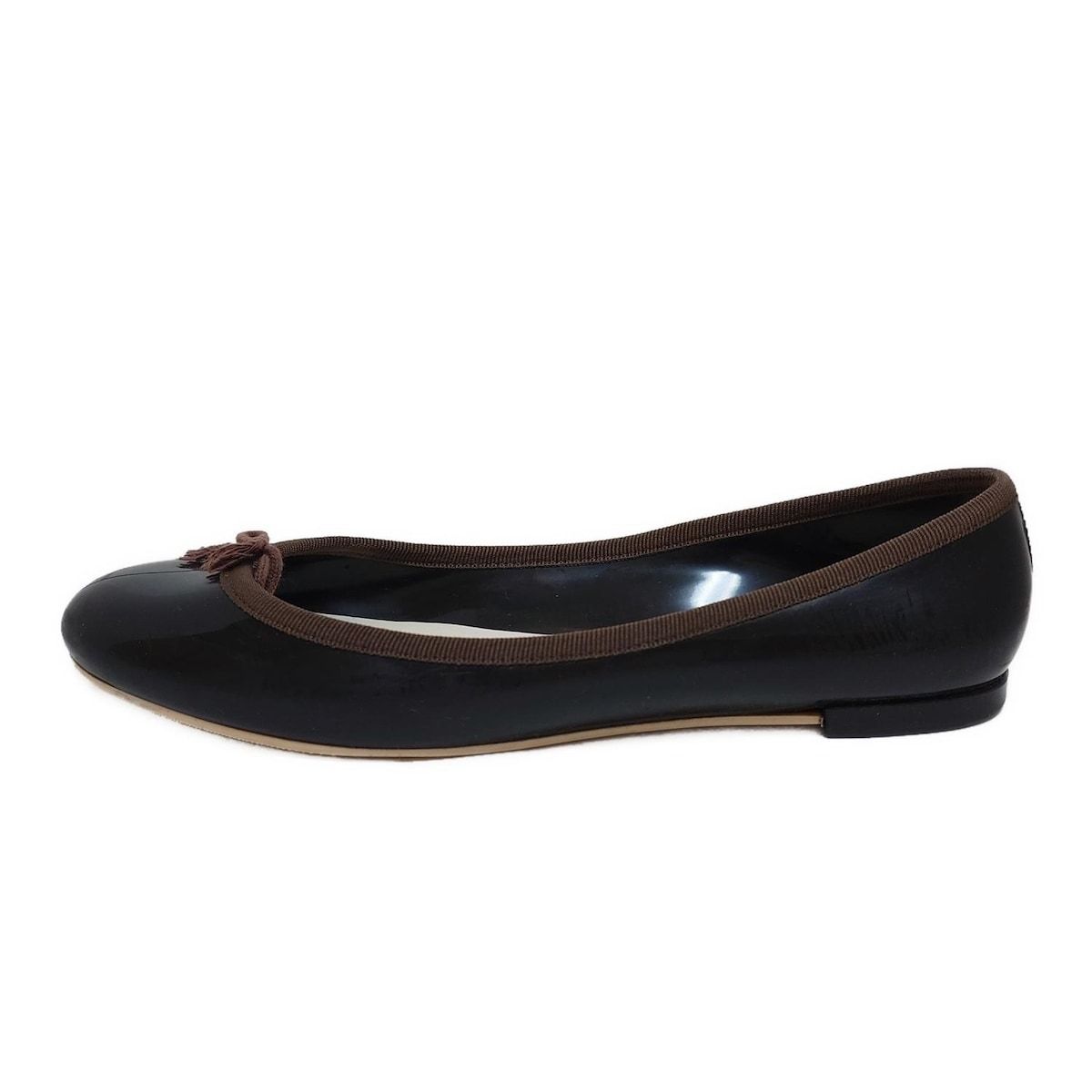 【美品】レペット　バレエシューズ　38　ダークブラウン repetto(レペット) フラットシューズ 38 レディース - 黒×ダーク