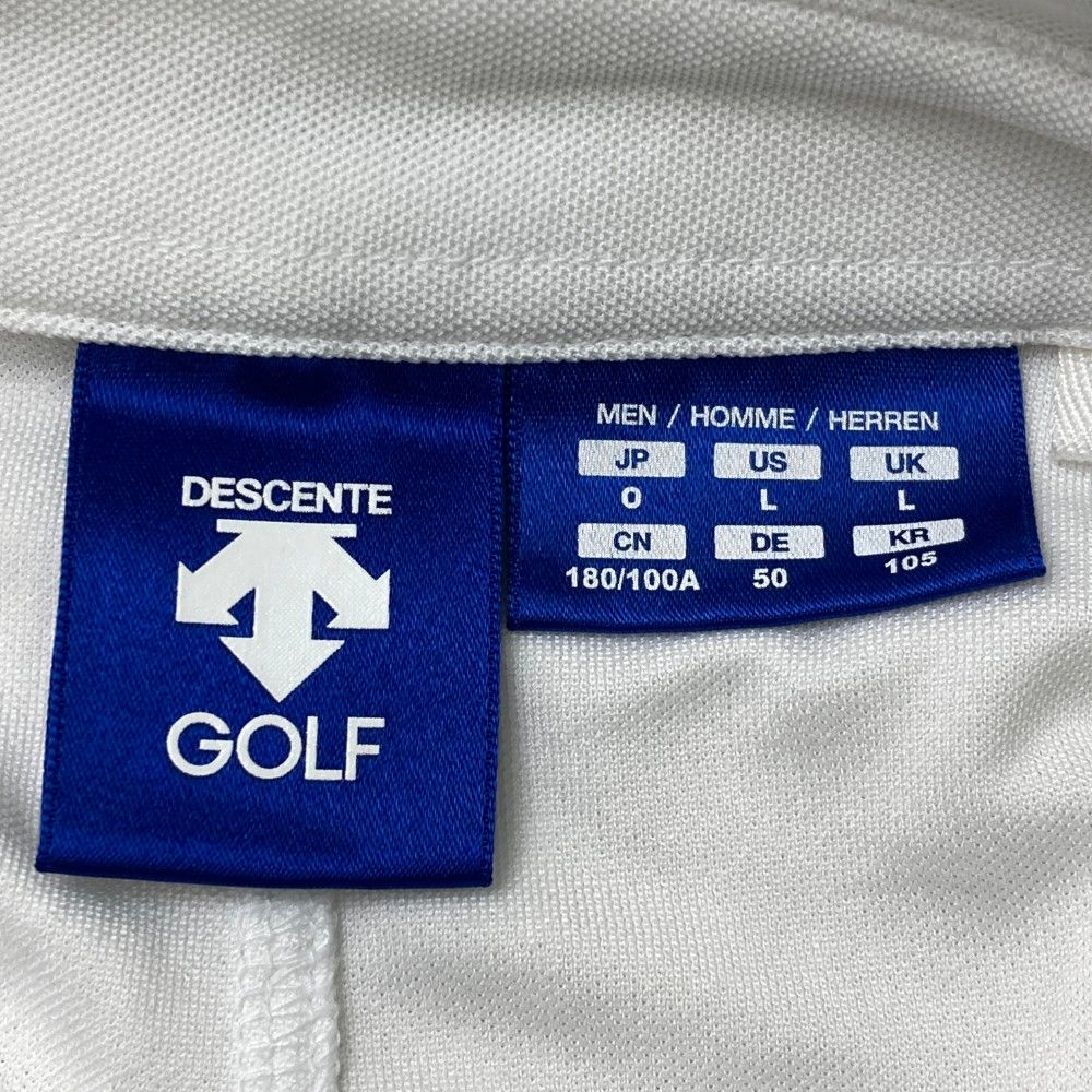 サイズ：O DESCENTE GOLF デサントゴルフ  半袖ポロシャツ ボーダー柄 ホワイト系 [240101459743] ゴルフウェア メンズ ストスト サイズ：O DESCENTE GOLF デサントゴルフ 半袖ポロシャツ