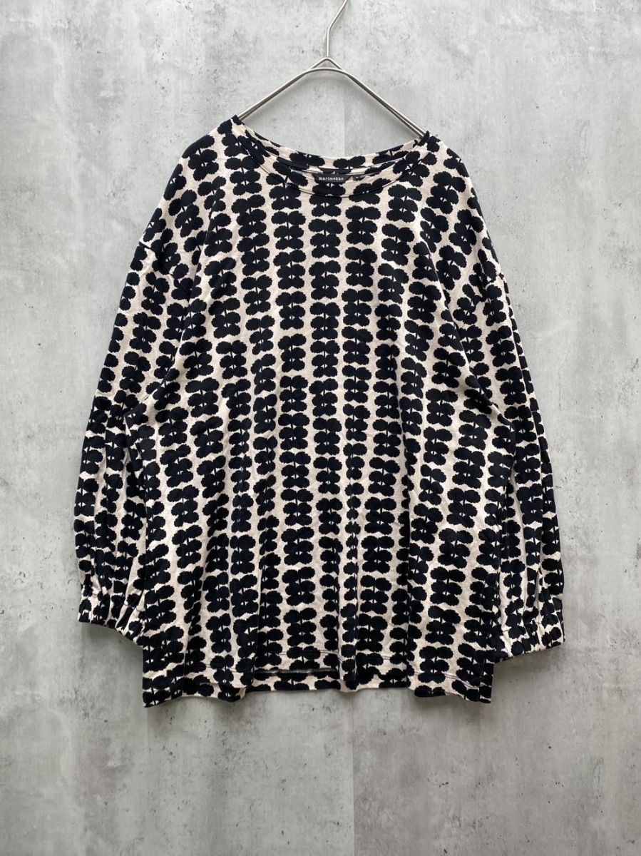 marimekko マリメッコ 52204-1-49279 プリント 7分袖 カットソー sizeM|ベージュ ◎レディース