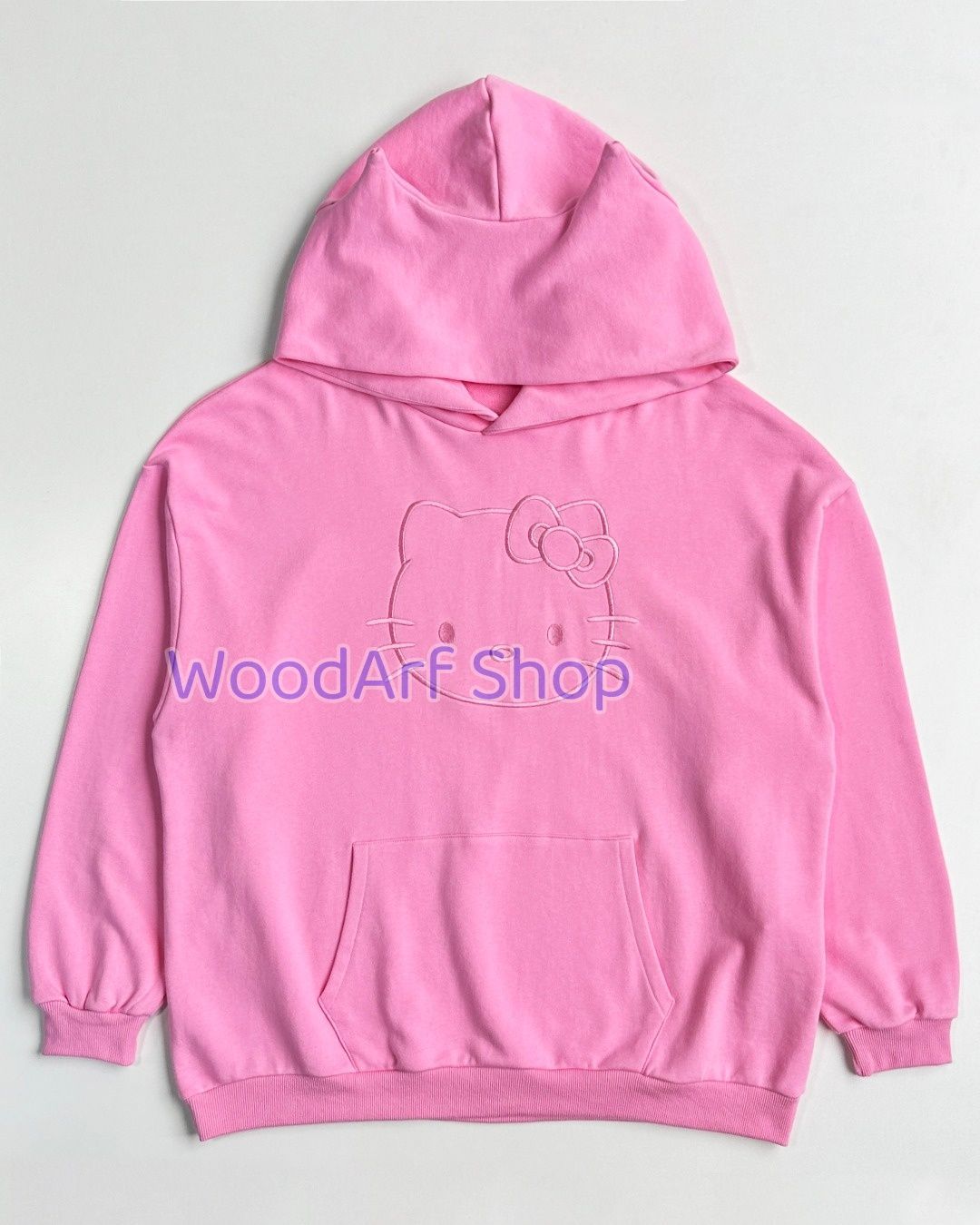 Kittyかわいいキャラクター猫耳キャップ刺繍ゆったりパーカーパーカー