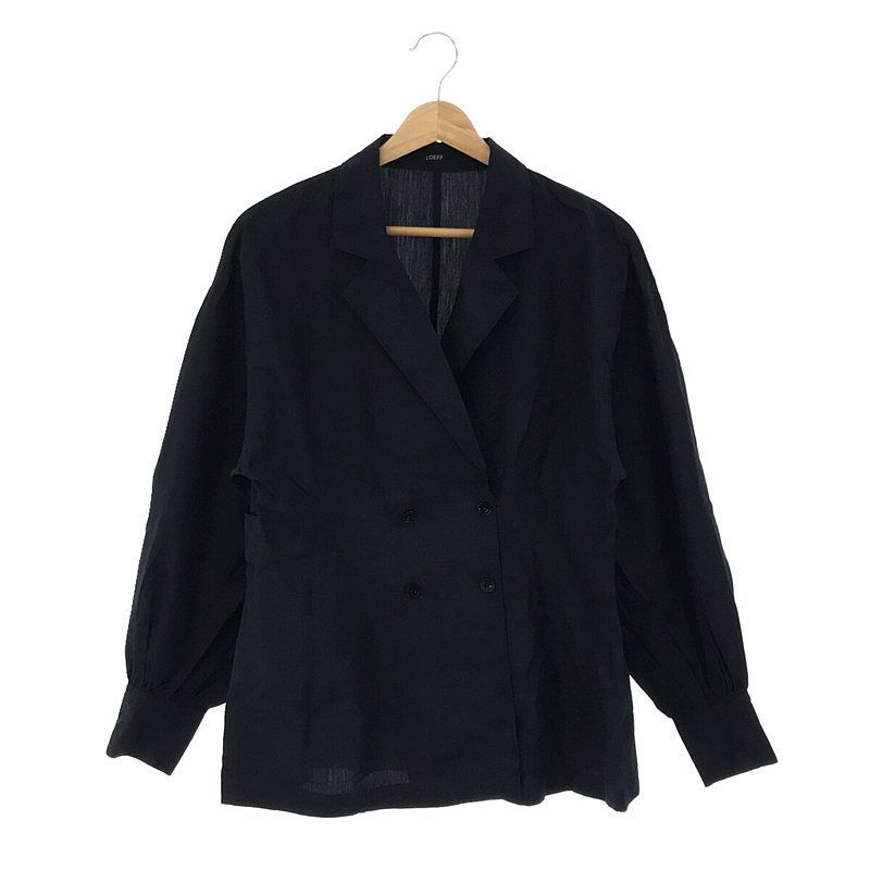 LOEFF / ロエフ | コットンシルクブロード テーラーカラーシャツ | 1 | ネイビー | レディース LOEFF / ロエフ | コットンシルクブロード テーラーカラーシャツ | 1