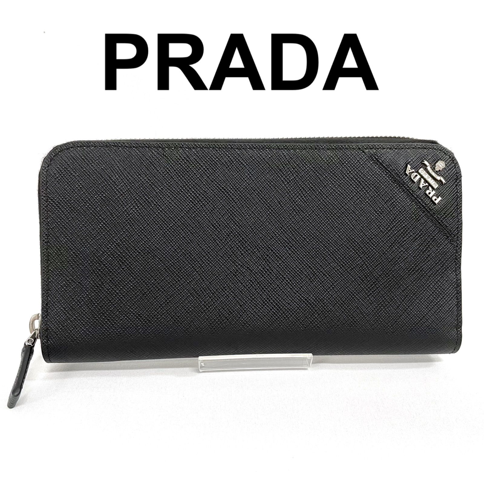 レディース ◇美品◇RFID搭載 PRADA サフィアーノ ラウンドファスナー 