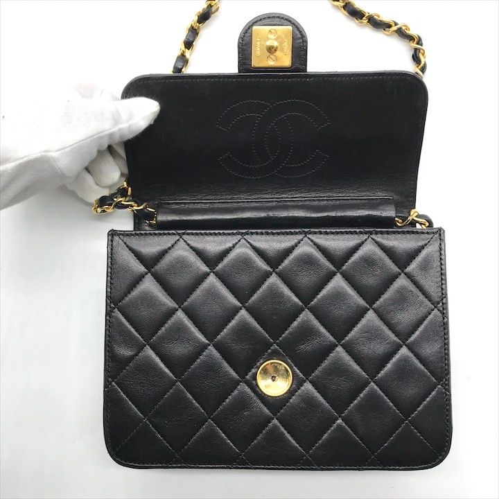 美品 CHANEL シャネル ココマーク ミニ マトラッセ ラムスキン