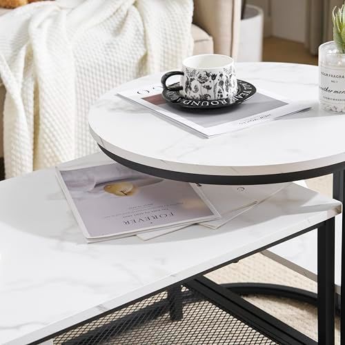 ネストテーブル 2点セット 入れ子式 1台3役 収納付き ホワイト ブラック脚 OSJ 丸 センターテーブル 大理石調 北欧 長方形 広がる オーエスジェイ OSJ テーブル ローテーブル サイドテーブル 2個セット コンパクト リビングテーブル MARWIL-DEMENAGEMENTS_CH