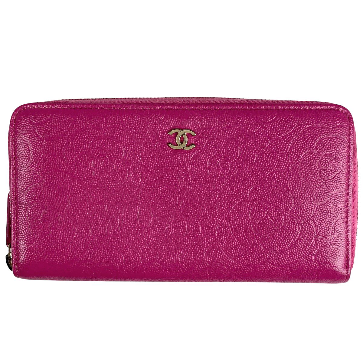 シャネル CHANEL カメリア ラウンドファスナー 長財布 ココマーク 長