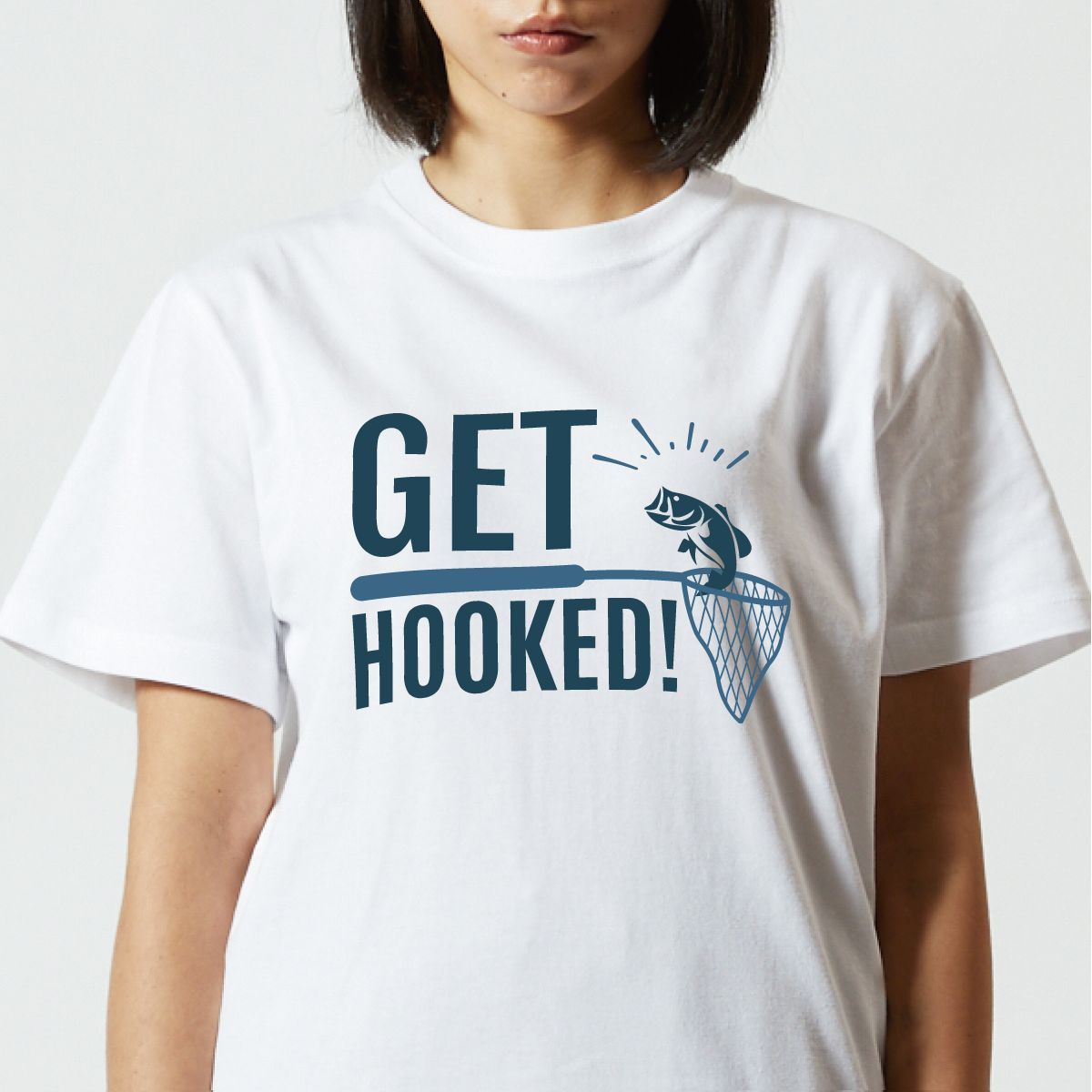 ☆送料無料☆GET HOOKED プリントTシャツ 5001【ラベンダー】文字変更