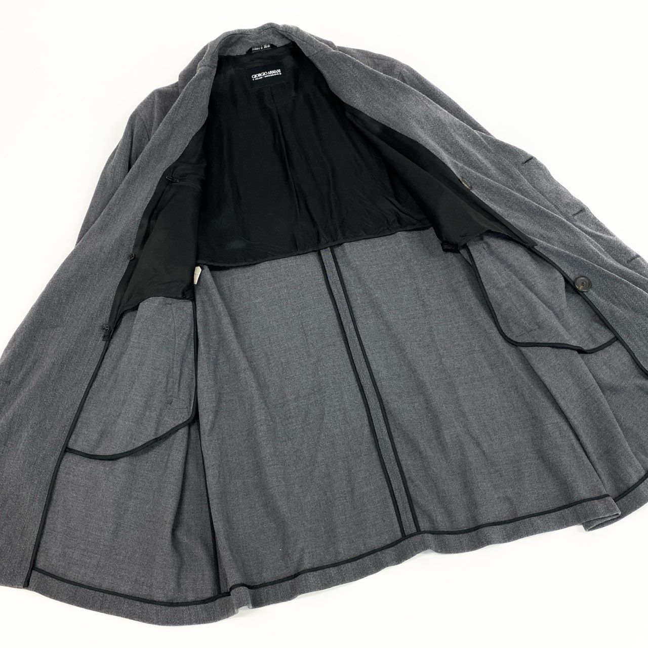 60f20 GIORGIO ARMANI ジョルジオアルマーニ ウールチェスターコート 48 グレー イタリア製 ビジネスコート フォーマル 60f20 GIORGIO ARMANI ジョルジオアルマーニ ウールチェスターコート