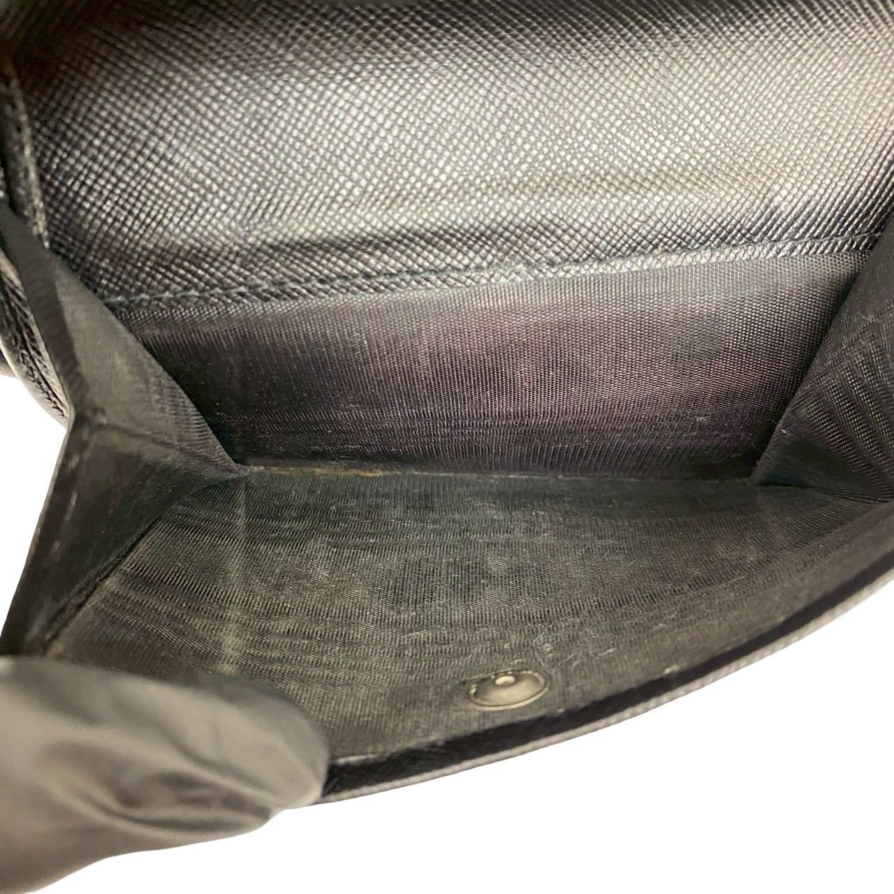 極 美品 PRADA プラダ 三角ロゴ 金具 サフィアーノ レザー 本革 二