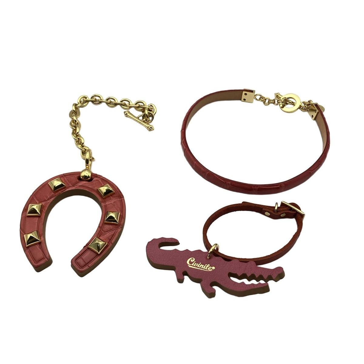 希少【美品✨】チビナイル ベルト ブレスレット2点セット　首輪　CIVINILE CIVINILE(チビナイル) アクセサリー美品 レッド×ピンク×ゴールド