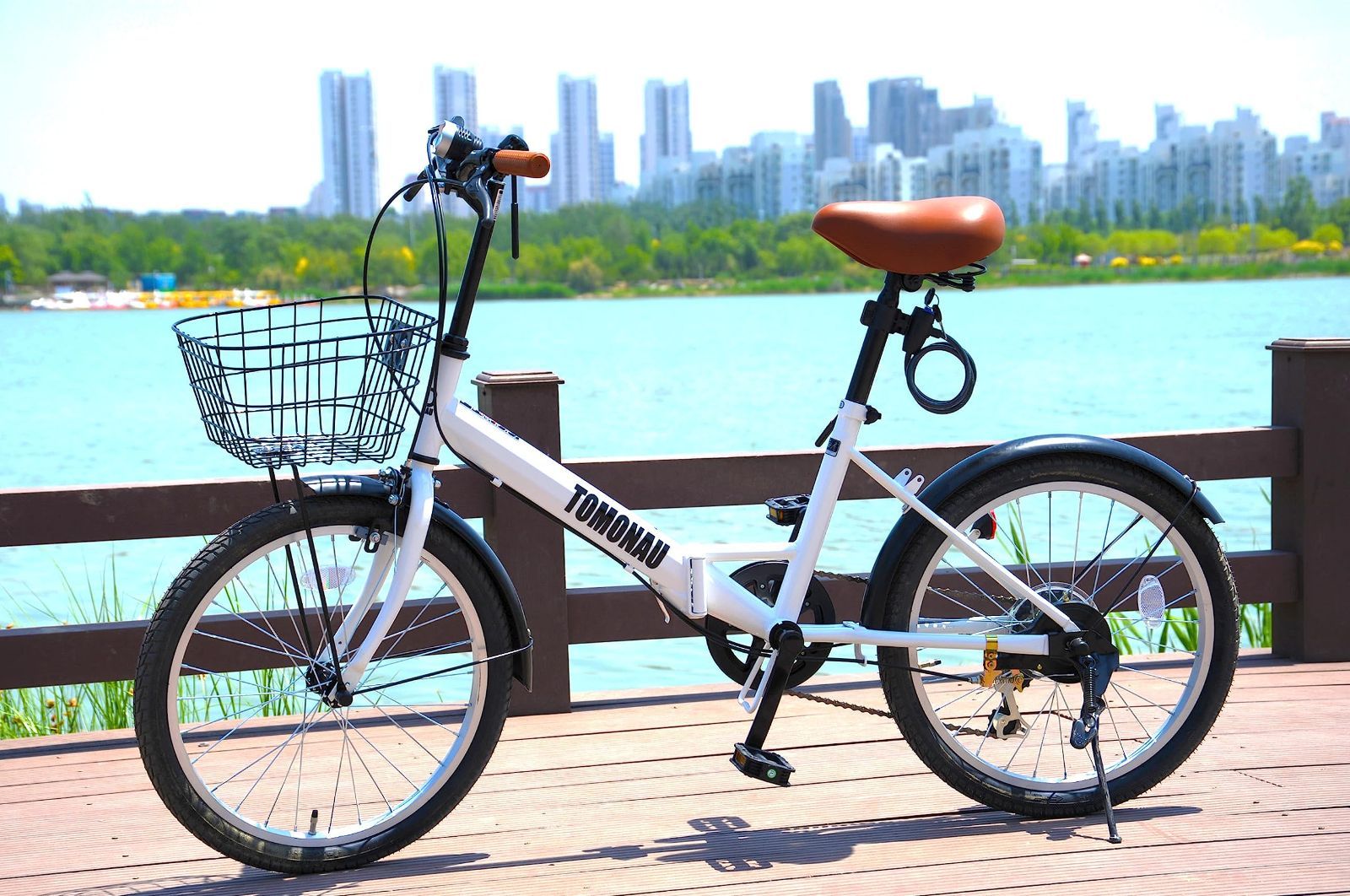 折りたたみ自転車 白 20インチ 変速