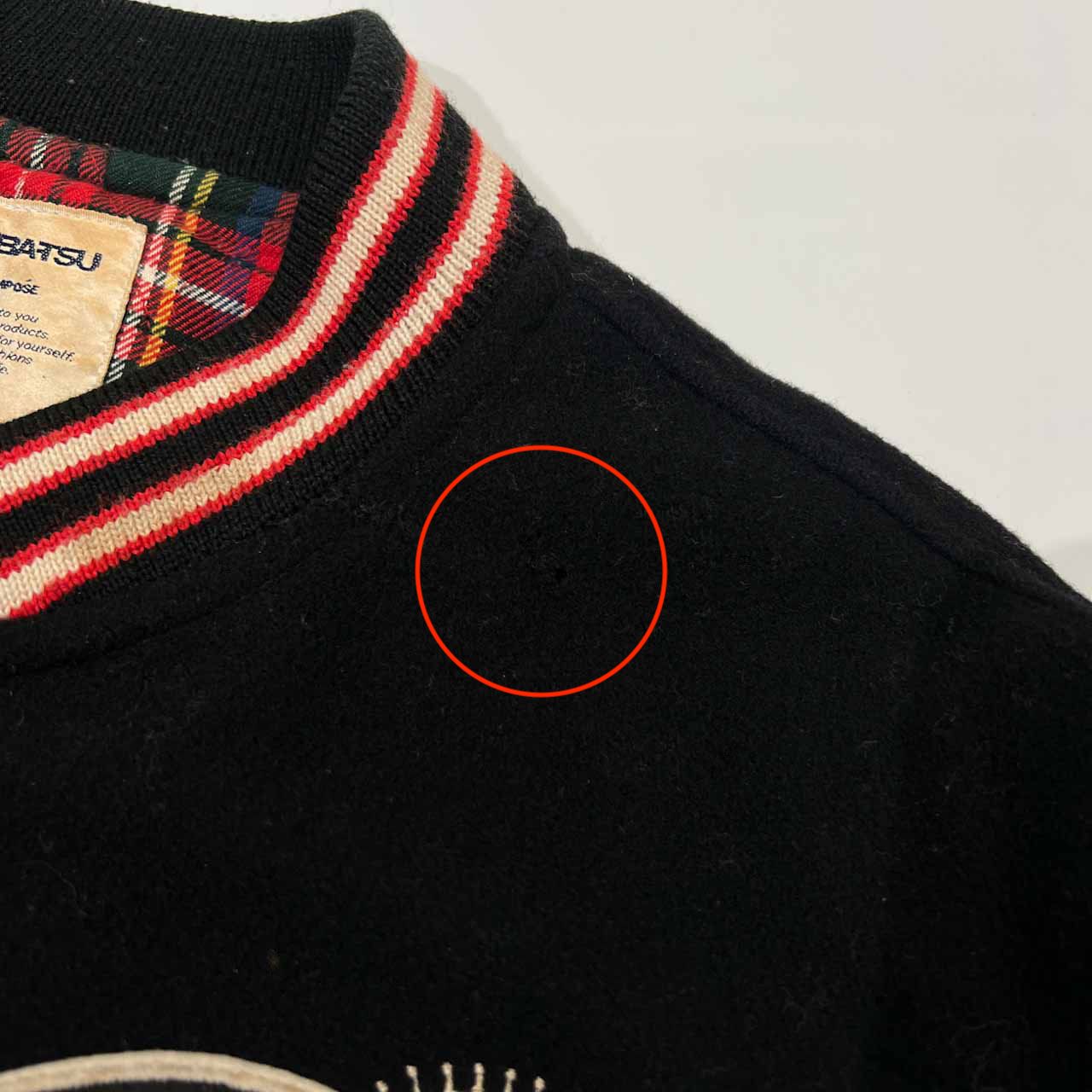 80s vintage MEN'S BATSU メンズバツ 豪華刺繍&ワッペン 裏タータン