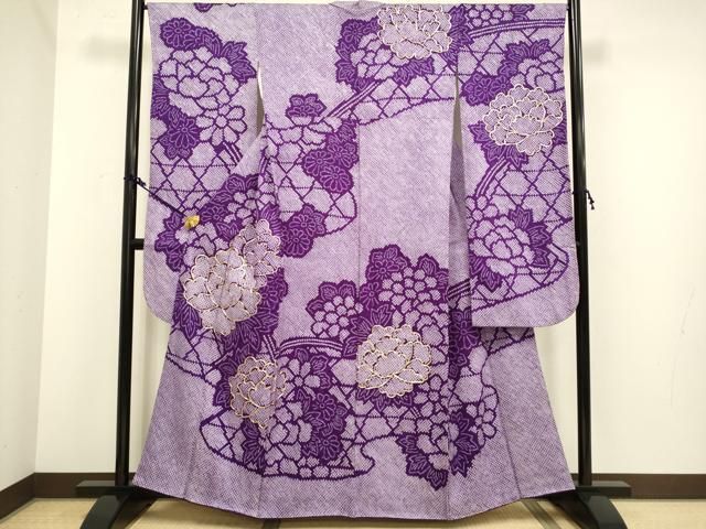 平和屋着物○豪華振袖 駒刺繍 総絞り 草花文 正絹 逸品 DAAV3453du