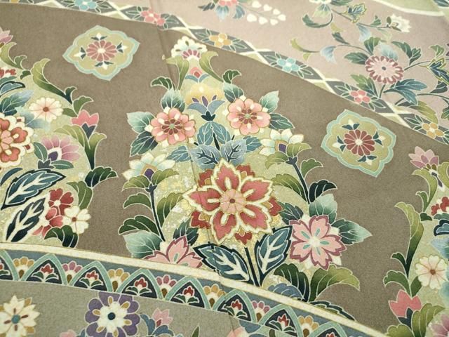 平和屋着物○訪問着 作家物 洋花文 金銀彩 正絹 逸品 DAAQ2930ps