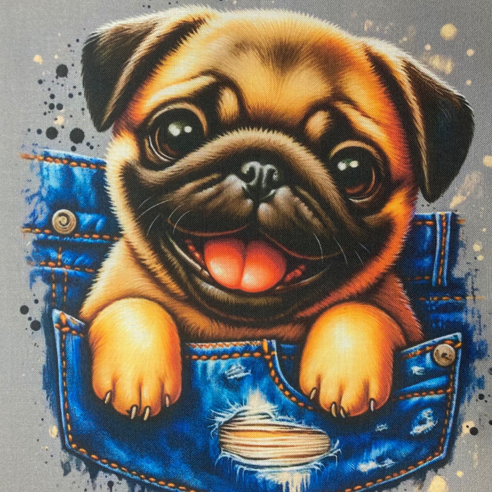 格安，高品質】 可愛いパグのパネル生地