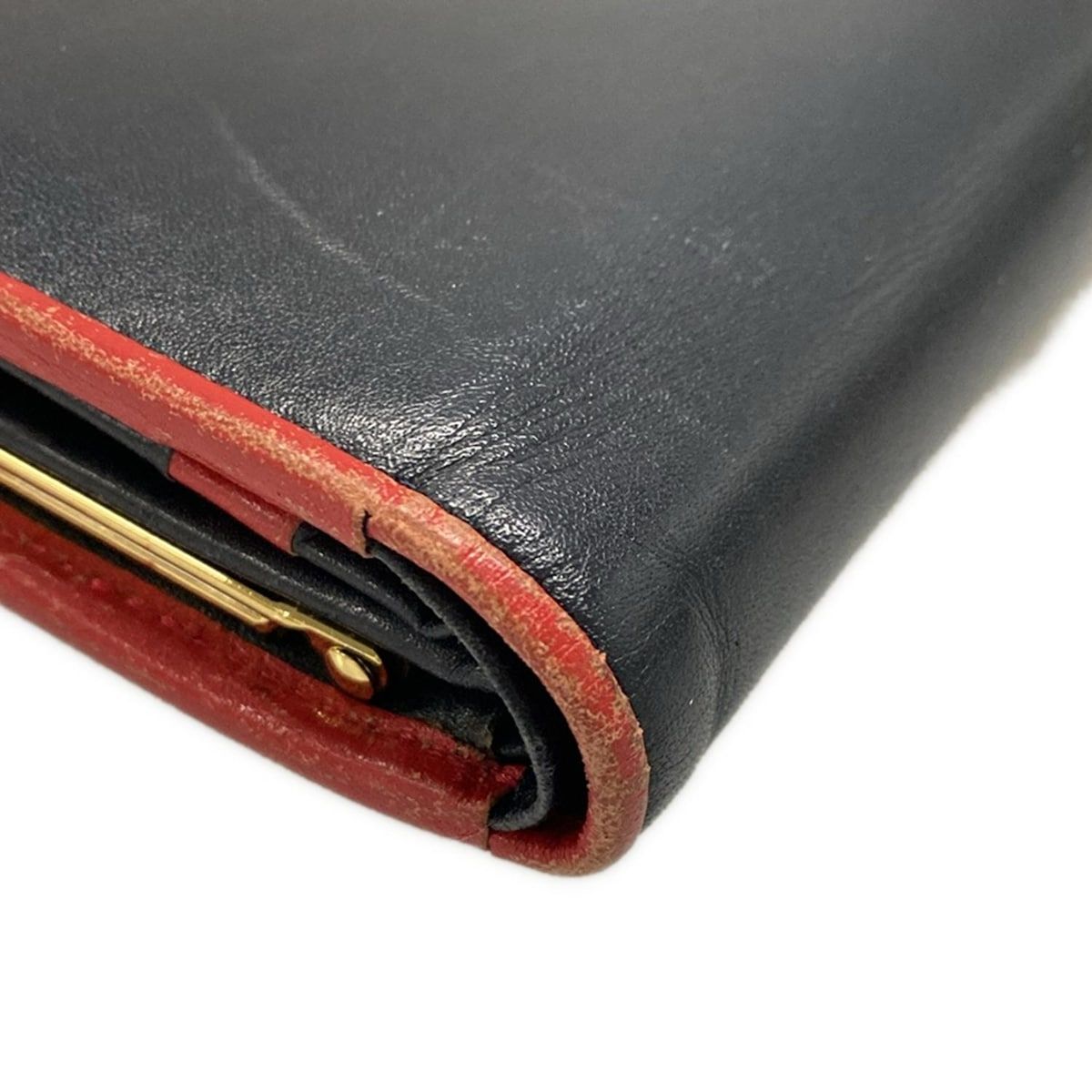 KITAMURA(キタムラ) 2つ折り財布 - ダークネイビー×レッド がま口