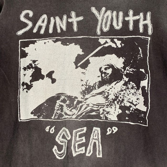 SAINT Mxxxxxx セントマイケル 21AW WIND AND SEA ウィンダンシー LS T-SHIRT ヴィンテージ加工 プリント  ロングスリーブTシャツ フェードブラック SM-A21-0000-061 Size L - メルカリ